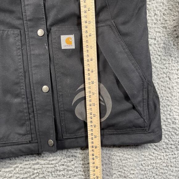 Carhartt Full Swing Zip Hooded Jacket Women Small 4/6 Black Company Logo Duck - Picture 9 of 11